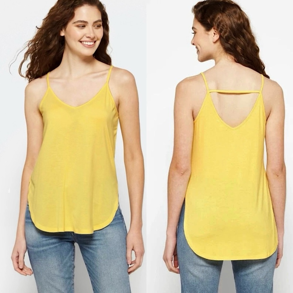 NWT Z SUPPLY Butter Yellow Stretch Jersey Back Detail Sleeveless V-Neck Tank XS